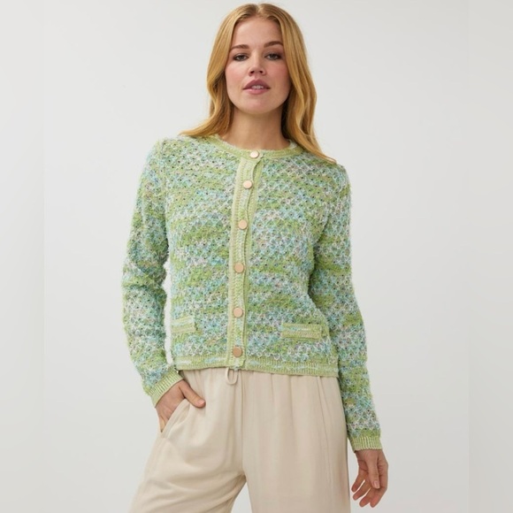 ESQUALO Sweaters - NWT Esqualo Green Patterned Knit Cardigan Sweater Size S